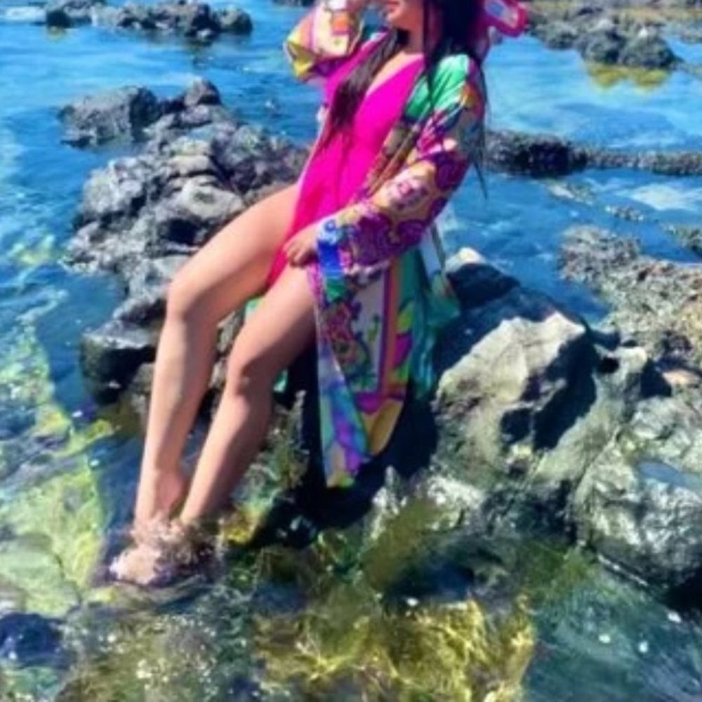 Print Open Print Kimono Cover-up Beach wear Duster - Picture 12 of 12